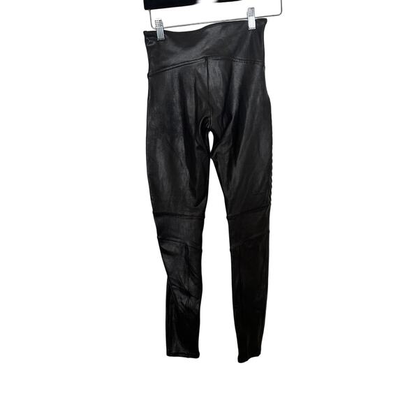 Spanx Black Faux Leather Moto Leggings Women’s Size Medium - Picture 3 of 5